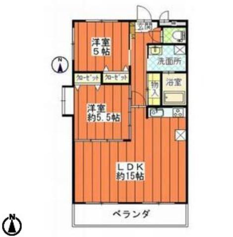 室賀ビル(2LDK/3階)の間取り写真