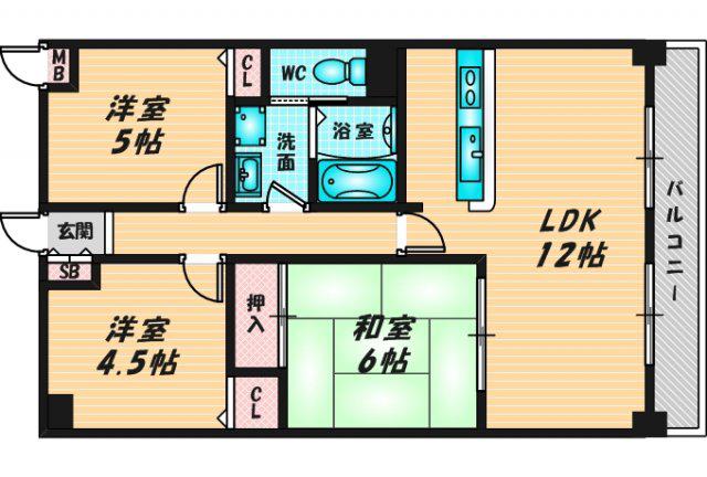 グランド ハイツ(3LDK/2階)の間取り写真