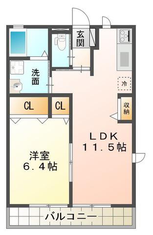 グラッセ(1LDK/2階)の間取り写真