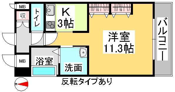 クレストシティ中井町(1K/3階)の間取り写真