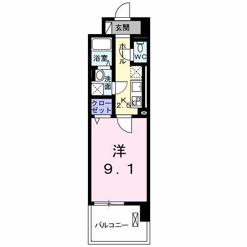 ボニート春日部(1K/2階)の間取り写真