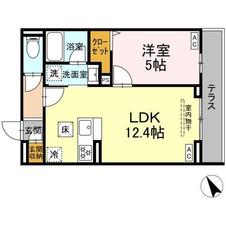 セレスティア桜上水(1LDK/1階)の間取り写真