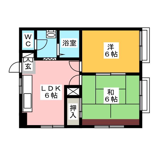 田村コーポ(2DK/2階)の間取り写真