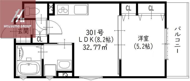 ラモーナ鶴橋(1LDK/3階)の間取り写真