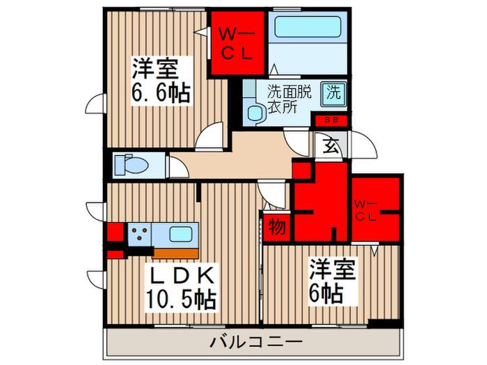 バリスサイト E(2LDK/2階)の間取り写真