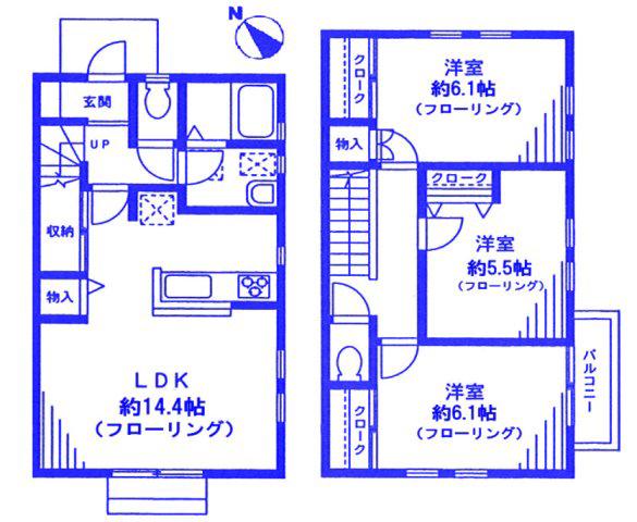 ソリアード片倉C(3LDK/2階)の間取り写真