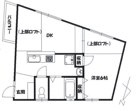 コーポ鈴木(1DK/2階)の間取り写真