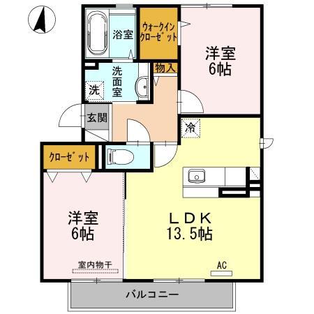 サンパティークC棟(2LDK/3階)の間取り写真