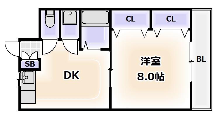 コーポイン美章園&河堀口(1LDK/5階)の間取り写真