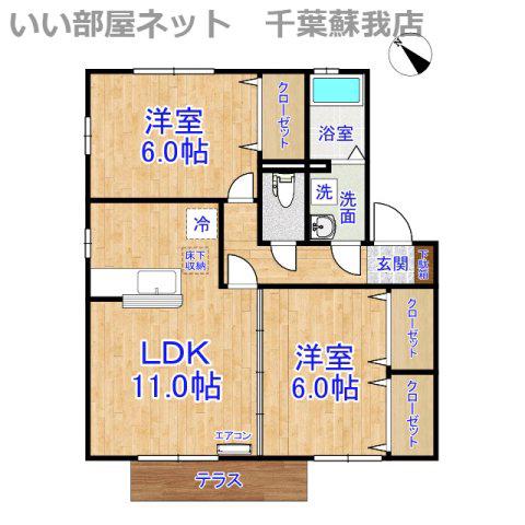 ソレアード I(2LDK/2階)の間取り写真
