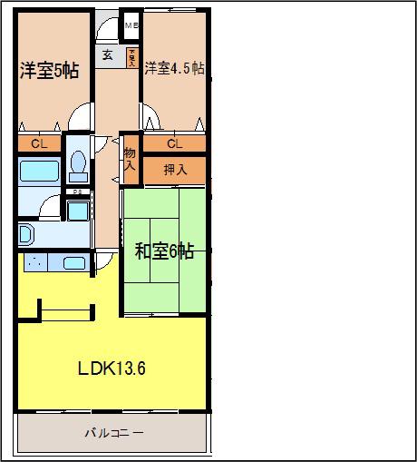 ルシード上飯田(3LDK/4階)の間取り写真