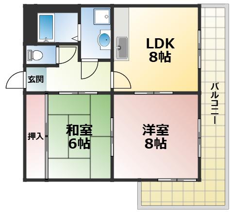 シティハイム東中浜(2DK/2階)の間取り写真