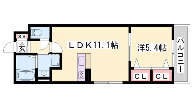 MISTRAL東姫路駅前(1LDK/2階)の間取り写真