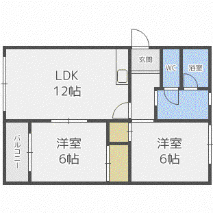 エスビーハイツ幌西(2LDK/1階)の間取り写真