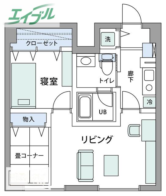 アルファコンフォート岡山(1LDK/10階)の間取り写真