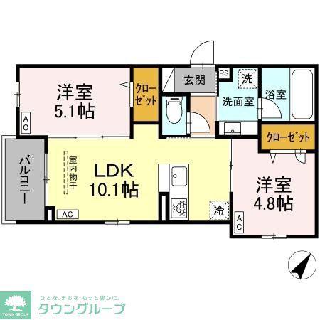 セレスティア綾瀬(2LDK/3階)の間取り写真