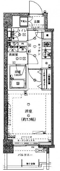 RISING PLACE 北千住(1K/7階)の間取り写真
