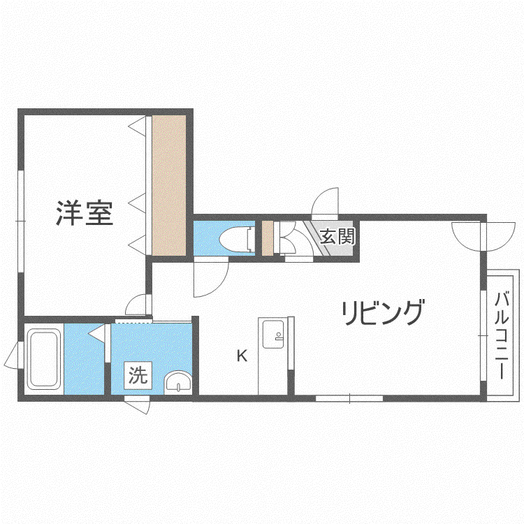 アシル西町C棟(1LDK/4階)の間取り写真
