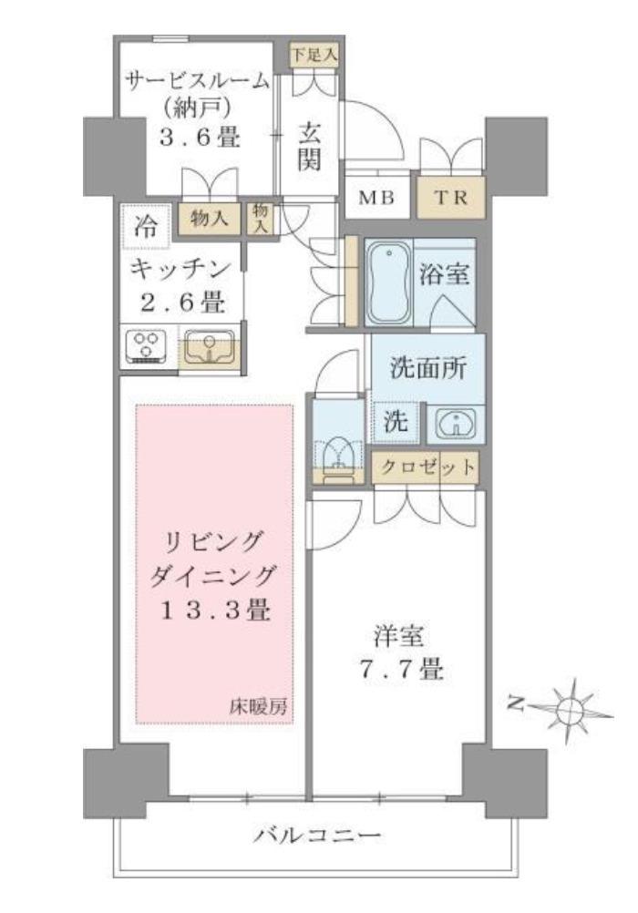 ブリリアイスト東雲キャナルコート(1SLDK/5階)の間取り写真