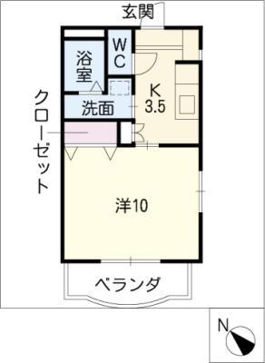 アフロディーテ川名(1K/2階)の間取り写真