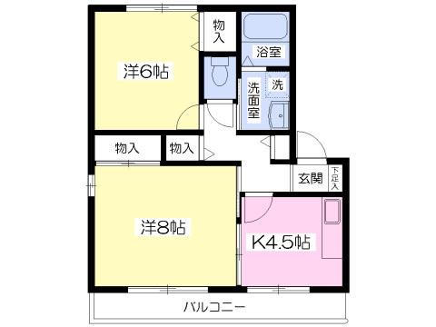 メゾンド・キューブD棟(2K/2階)の間取り写真