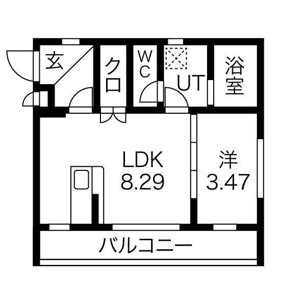 パインズハイム(1LDK/1階)の間取り写真
