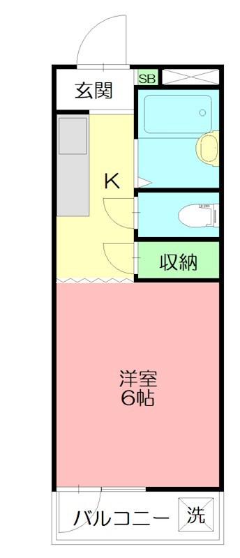 ヤングプラザ(1K/2階)の間取り写真