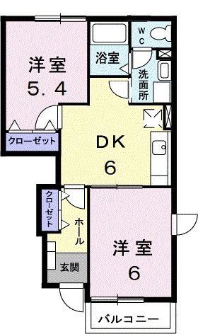 アルカンシェル A(2DK/1階)の間取り写真