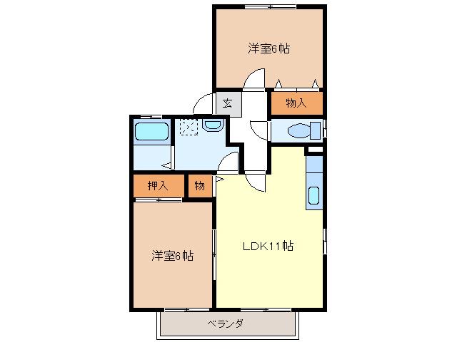 御殿場レジデンスII(2LDK/1階)の間取り写真