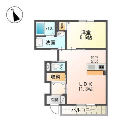 グレイス・ワン今泉(1LDK/1階)の間取り写真