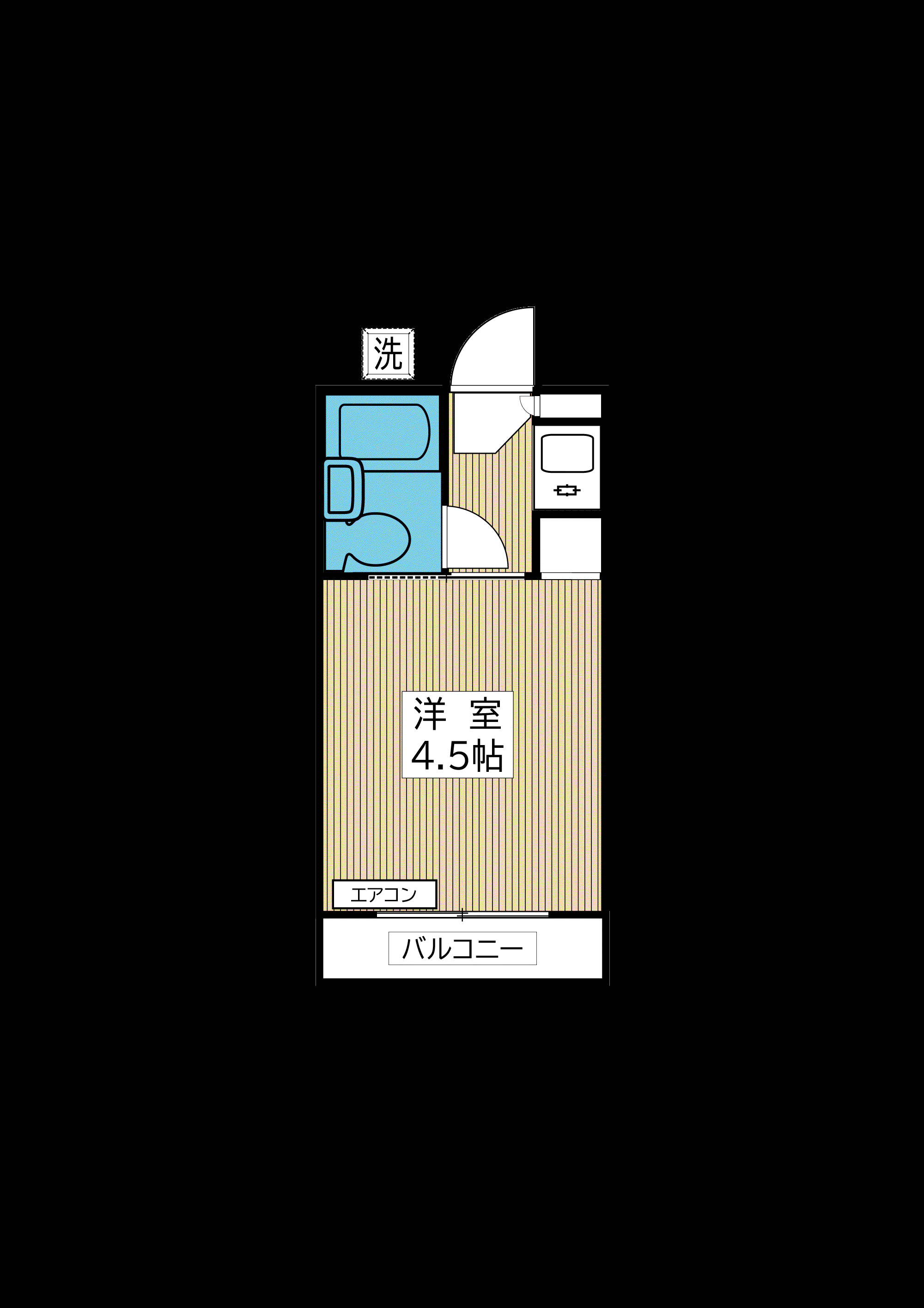 フラット根津2(1K/2階)の間取り写真