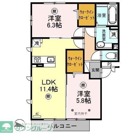 コーラル(2LDK/3階)の間取り写真