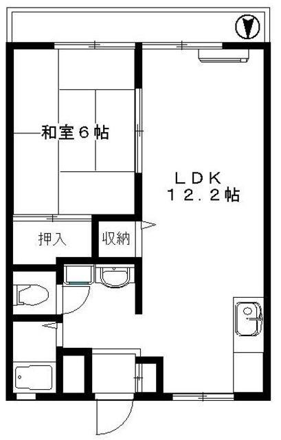 サンシティー塚越(1LDK/2階)の間取り写真
