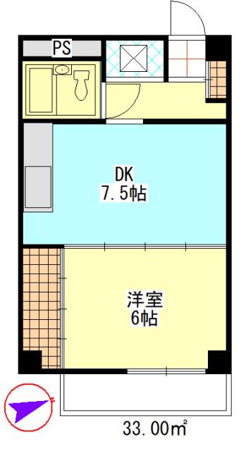 大倉ビルディング(1K/2階)の間取り写真
