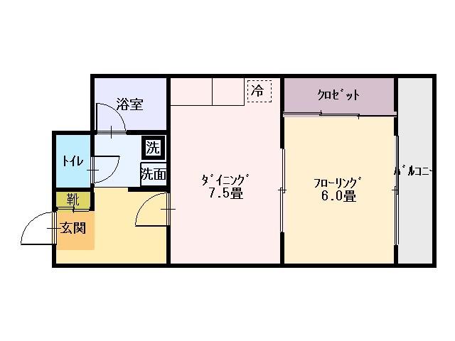 江古田1丁目(1DK/6階)の間取り写真