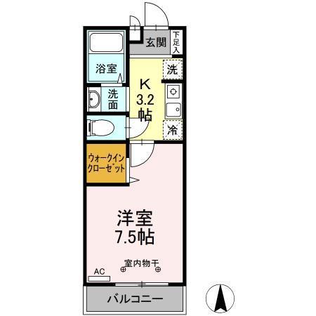 ストークコート II(1K/1階)の間取り写真