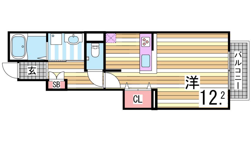 タカラピュア 西(ワンルーム/1階)の間取り写真