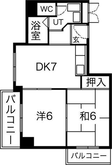 フジセントラルビル(2DK/3階)の間取り写真