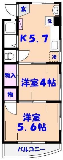 菅澤ビル(2K/2階)の間取り写真