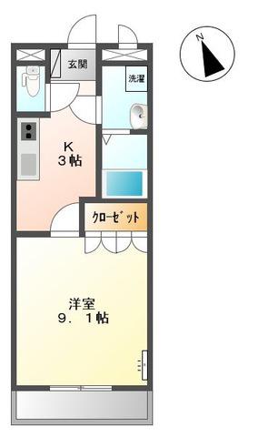 コンフォース吉原(1K/2階)の間取り写真