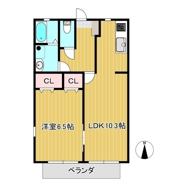 エーデルハイムB棟(1LDK/1階)の間取り写真