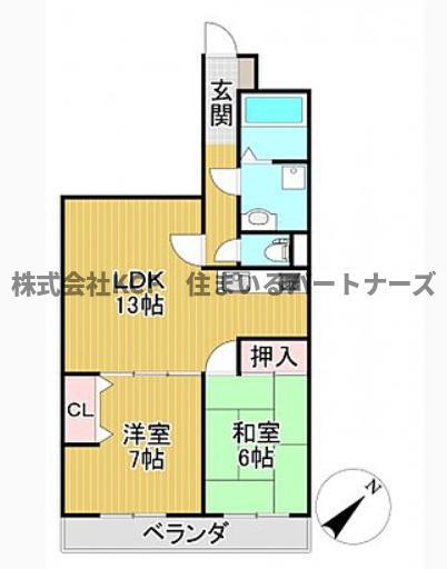 パステル12(2LDK/9階)の間取り写真
