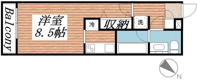クリシェ(ワンルーム/1階)の間取り写真