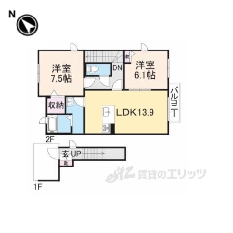ラフィネメゾン(2LDK/2階)の間取り写真