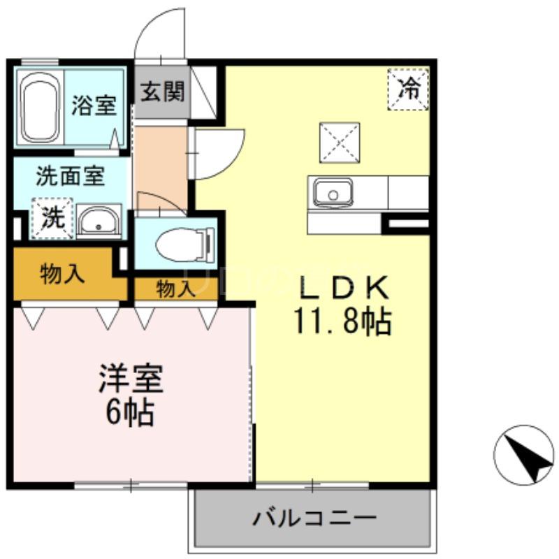 フォレスト四谷(1LDK/1階)の間取り写真