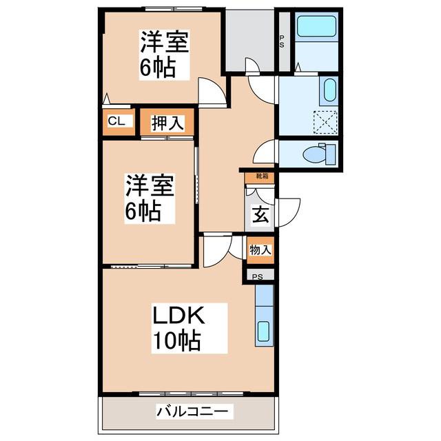 グレースハイツ(2LDK/3階)の間取り写真