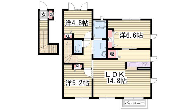 シャーメゾン苅屋(3LDK/2階)の間取り写真