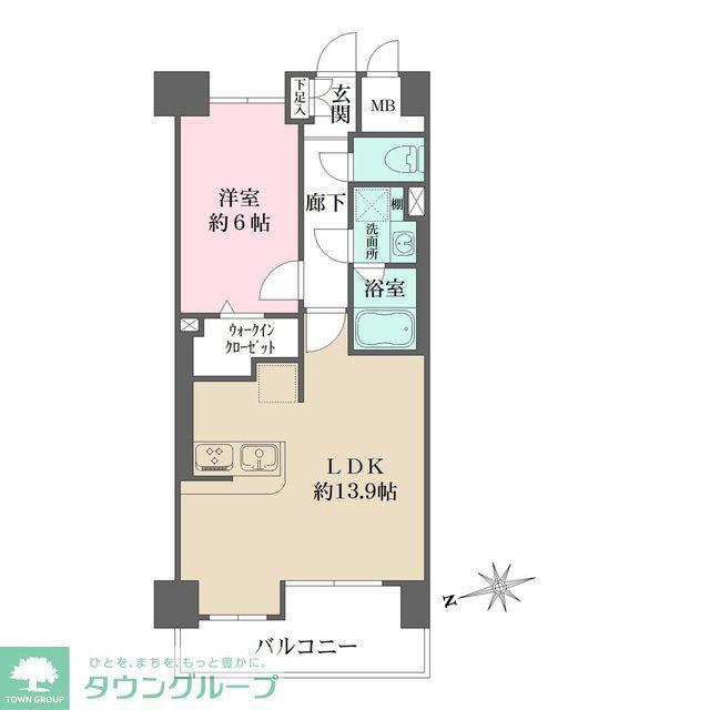 パークフラッツ日本橋馬喰町(1LDK/2階)の間取り写真