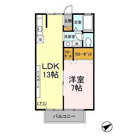 セディアメージュ浦安(1LDK/2階)の間取り写真
