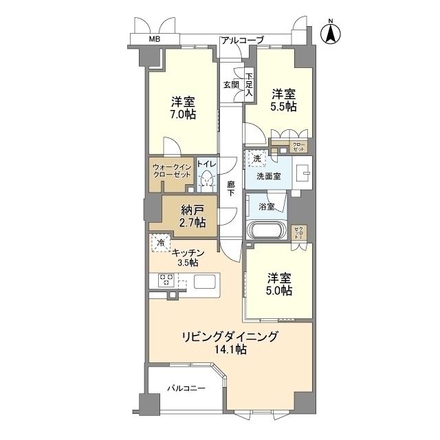 ブランズ伏見桃山(3SLDK/4階)の間取り写真